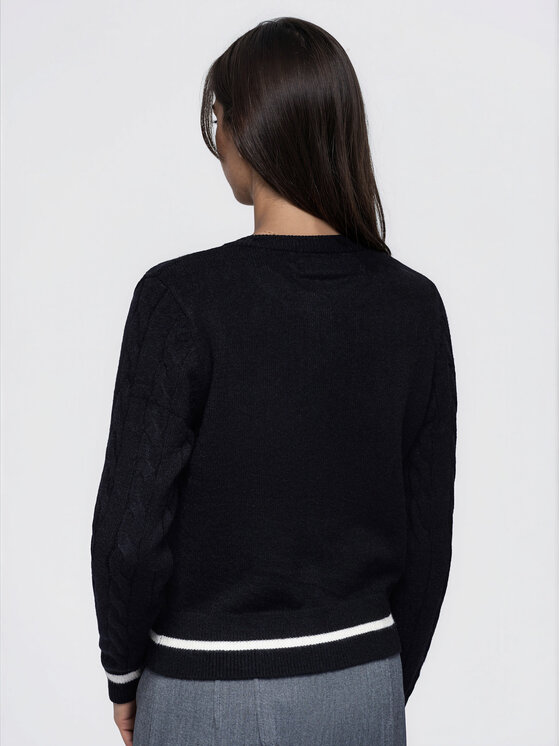 Ombre Ombre Sweter OW-SW-E0028 Czarny Slim Fit