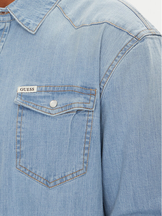 Guess Guess cămașă de blugi M4GH02 D3PF5 Albastru Slim Fit
