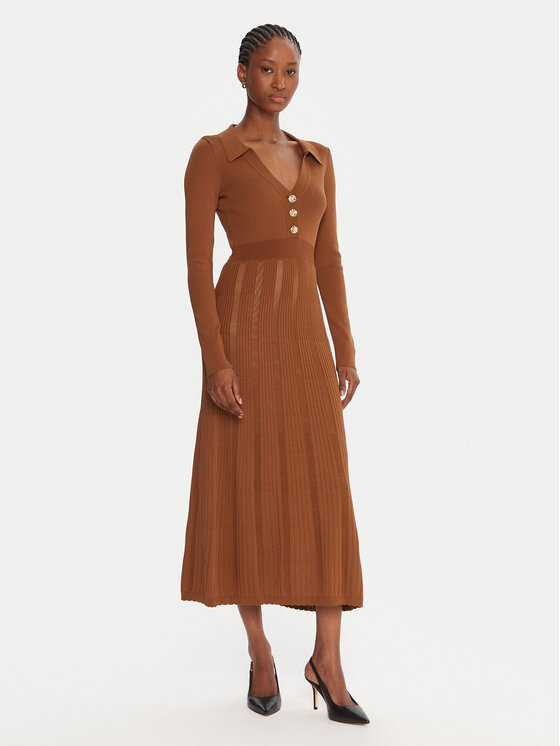 TWINSET TWINSET Kötött ruha 252TP3110 Barna Regular Fit