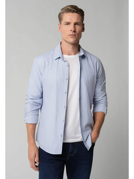 Volcano Volcano Koszula K-ARLO Niebieski Regular Fit