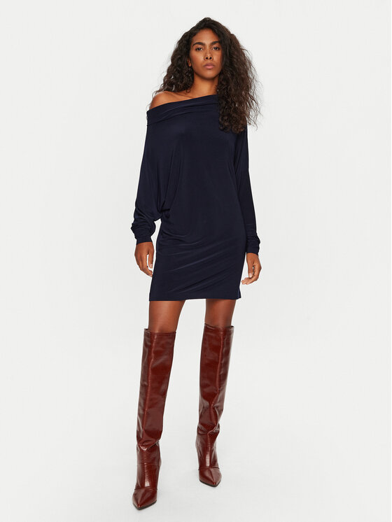 NORMA KAMALI NORMA KAMALI Sukienka codzienna KK2243PLD96951 Granatowy Regular Fit