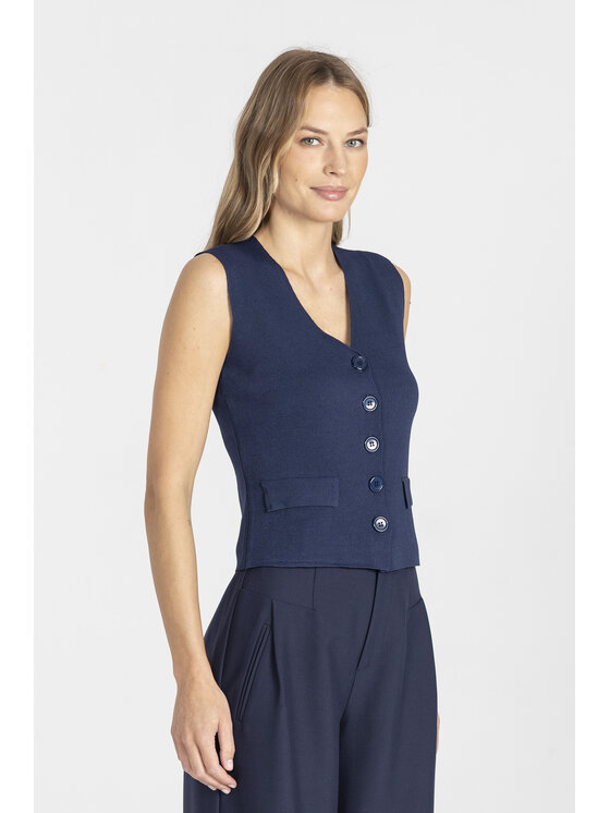Deni Cler Milano Deni Cler Milano Kamizelka T-DC-401D-E5-20-58-1 Granatowy Slim Fit