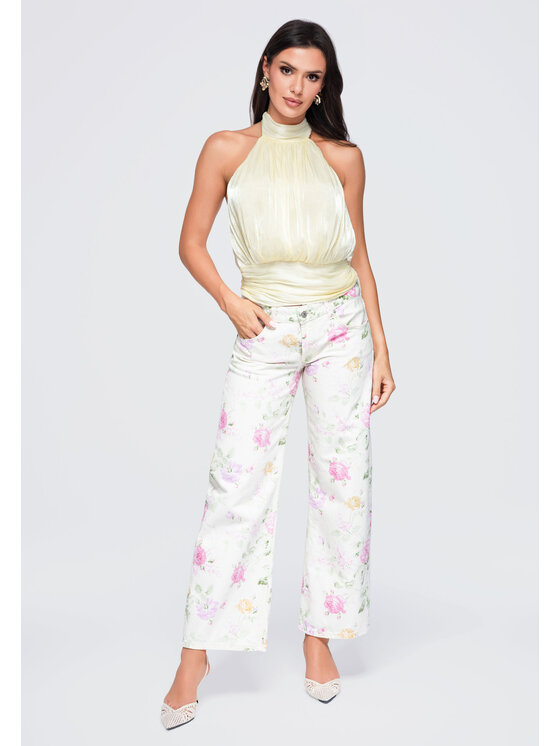 Ombre Ombre Bluzka OW-TS-E0079 Żółty Loose Fit
