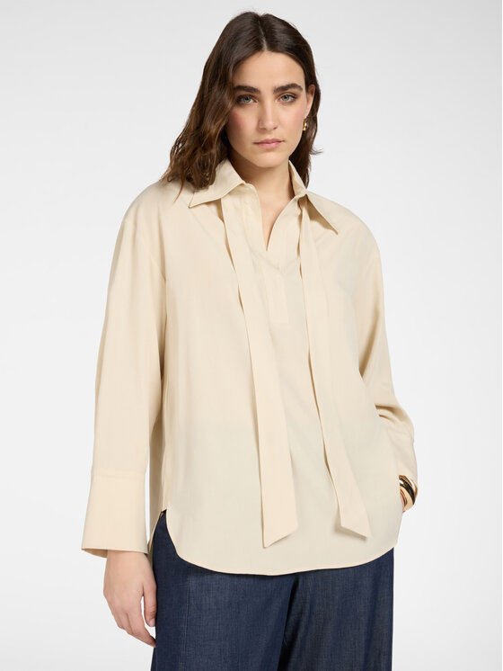 Elena Mirò Elena Mirò Bluzka 2040Z100036N002 Kremowy Regular Fit