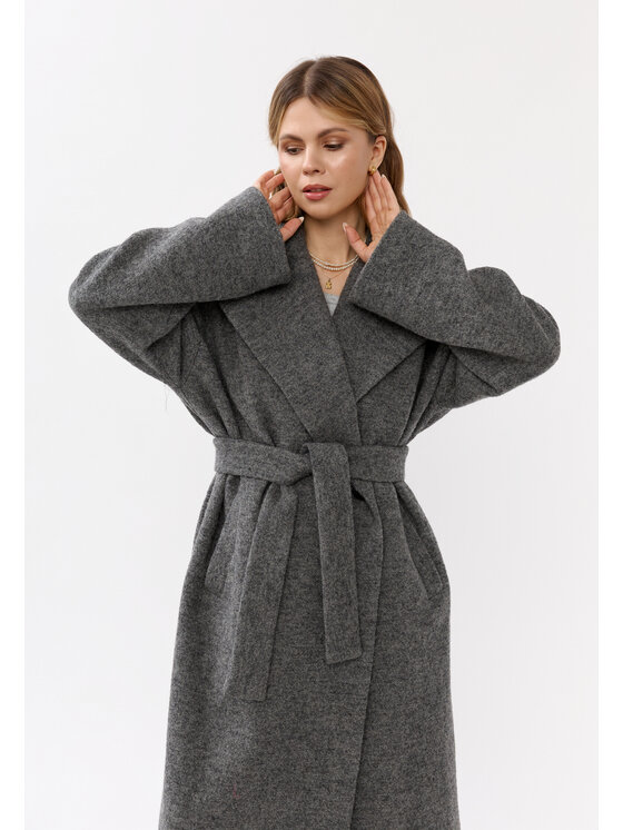 Mirons Mirons Płaszcz wełniany Soft Szary Oversize