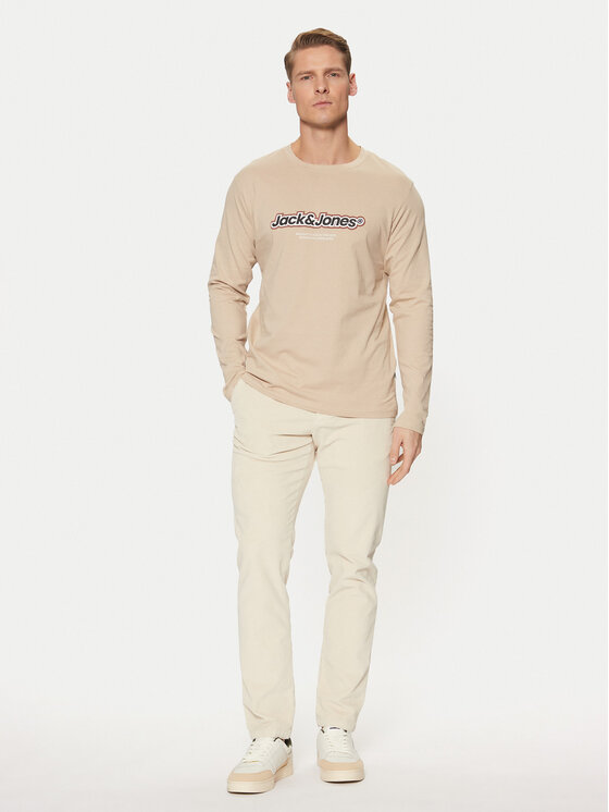 Jack&Jones Jack&Jones Majica z dolgimi rokavi Vesterbro 12266419 Bež Relaxed Fit