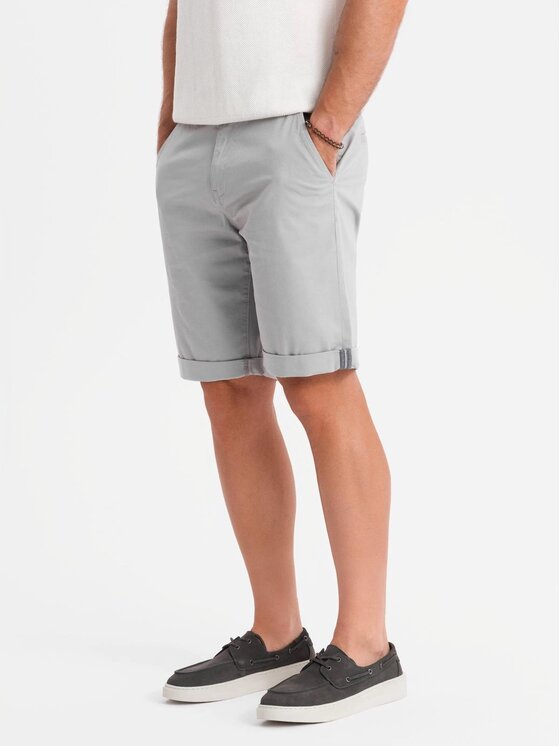 Ombre Ombre Szorty materiałowe OM-SRCS-0197 Szary Regular Fit