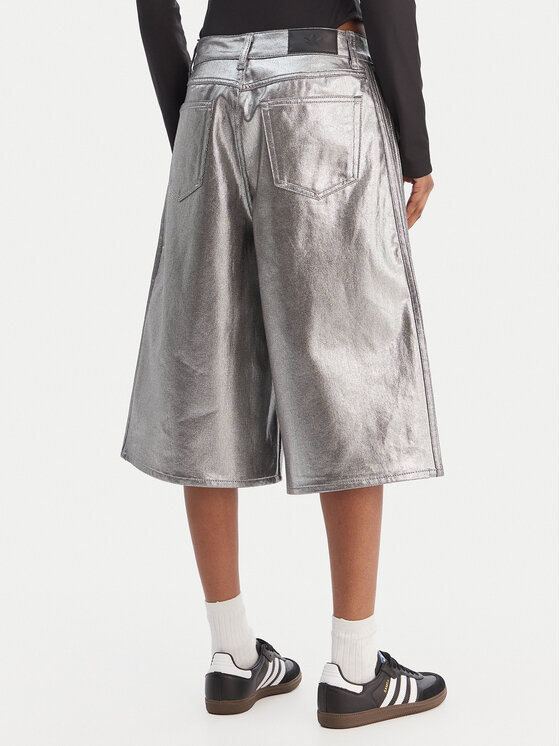 adidas adidas Τζιν σορτσάκια Firebird Jorts KD2930 Ασημί Regular Fit