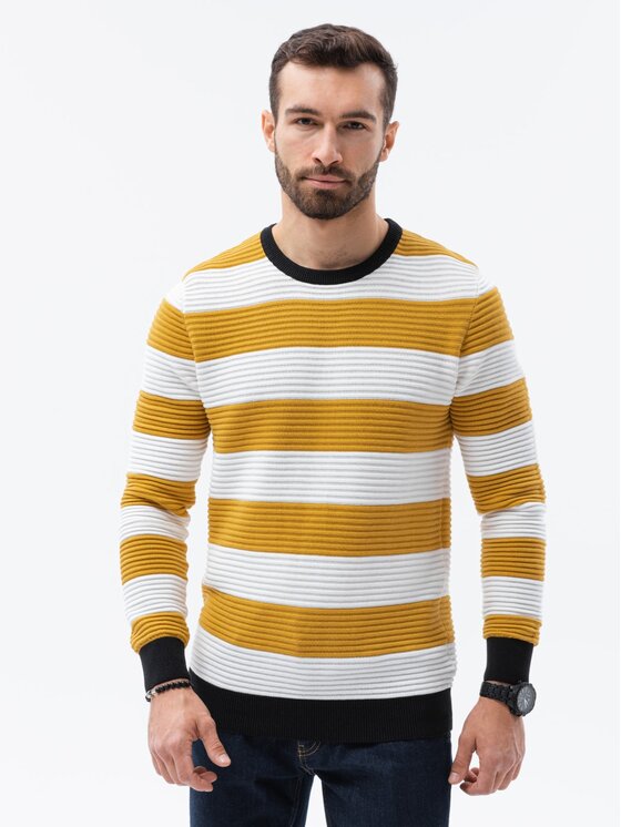 Ombre Ombre Sweter E189 Złoty Regular Fit