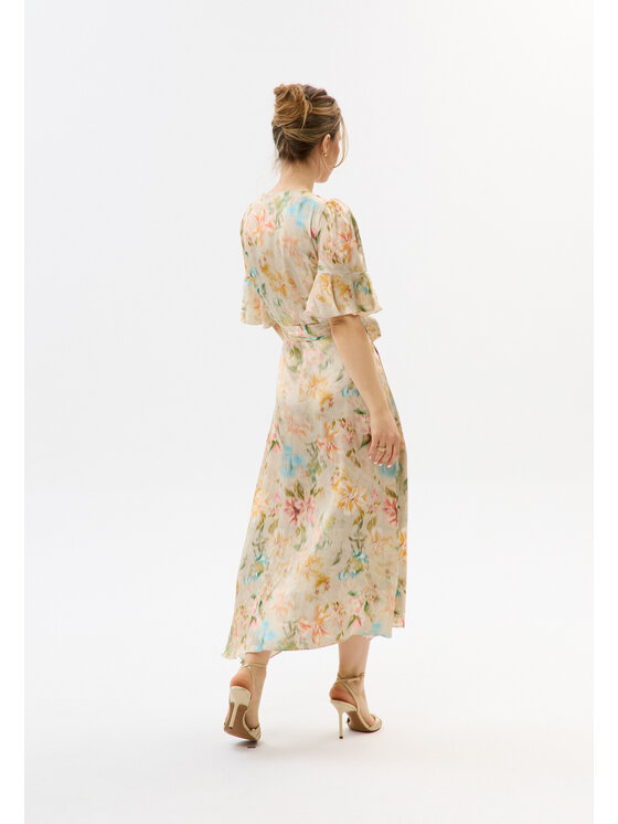 Mirons Mirons Sukienka wieczorowa Print Beżowy Feminine Fit