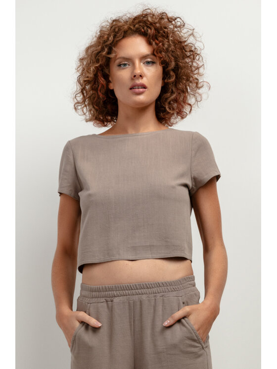 Tessita Tessita Spodnie materiałowe SPODNIE_T404_3_XL Beżowy Relaxed Fit