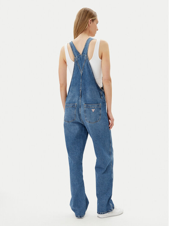 Guess Guess Kelnės su petnešomis W5GD0Z D5O11 Tamsiai mėlyna Regular Fit