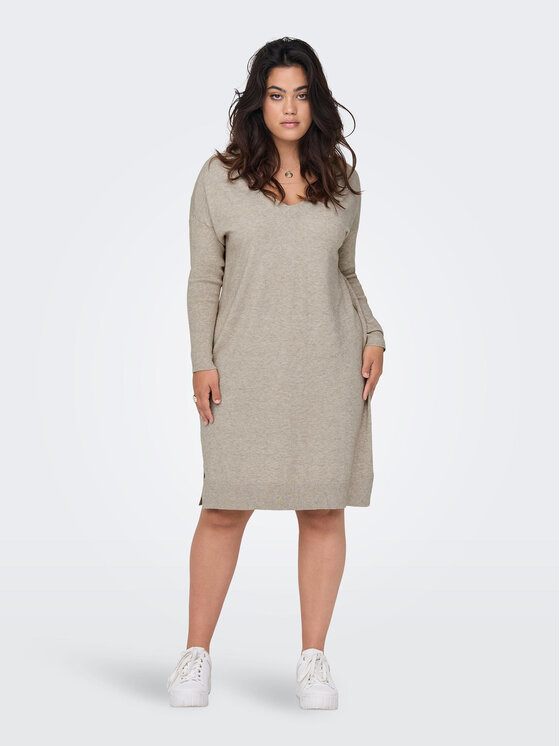 ONLY Carmakoma Rochie tricotată Ibi 15263791 Bej Regular Fit