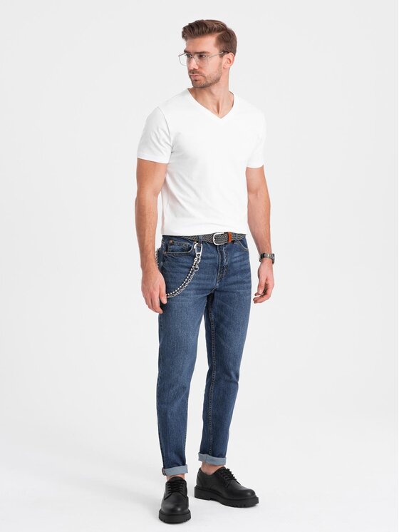 Ombre Ombre T-Shirt OM-TSCT-0106 Biały Slim Fit