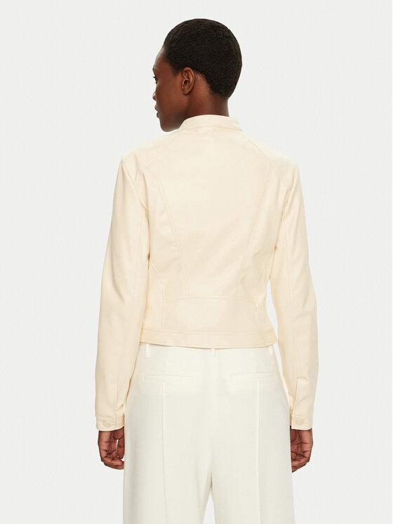 Guess Guess Bunda z imitácie kože W4YL04 WE480 Krémová Regular Fit