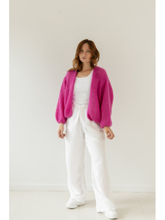 Fobya Fobya Kardigan F3038 Różowy ciemny Basic Fit