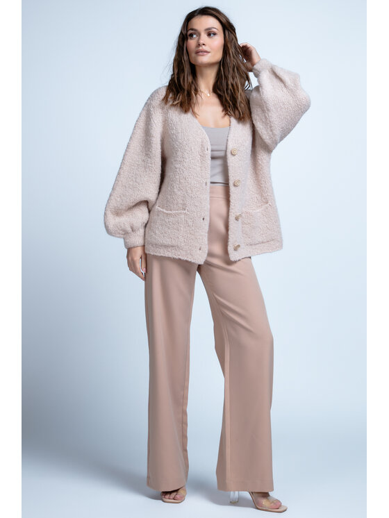 Fobya Fobya Kardigan F1845 Beżowy Regular Fit