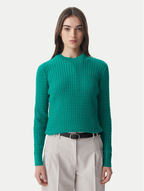 Tommy Hilfiger Sweater Fine WW0WW44993 Zöld Regular Fit