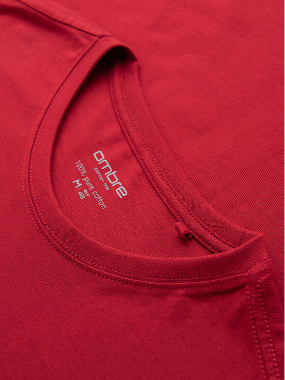 Ombre Ombre Longsleeve OM-LSBL-0142 Czerwony Regular Fit