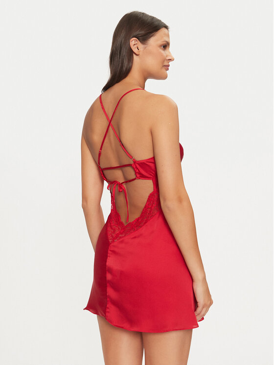 Hunkemöller Hunkemöller Nočna srajca Nina 171839 Rdeča Slim Fit