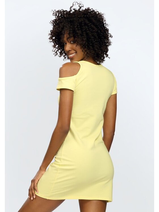 DKaren Lingerie DKaren Lingerie Koszula nocna Esi Żółty Slim Fit