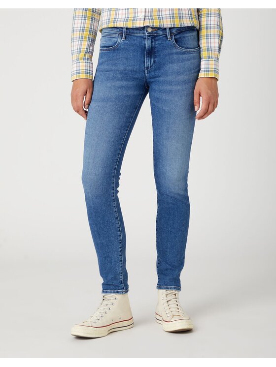 Wrangler Wrangler Jeansy SKINNY Niebieski Skinny Fit