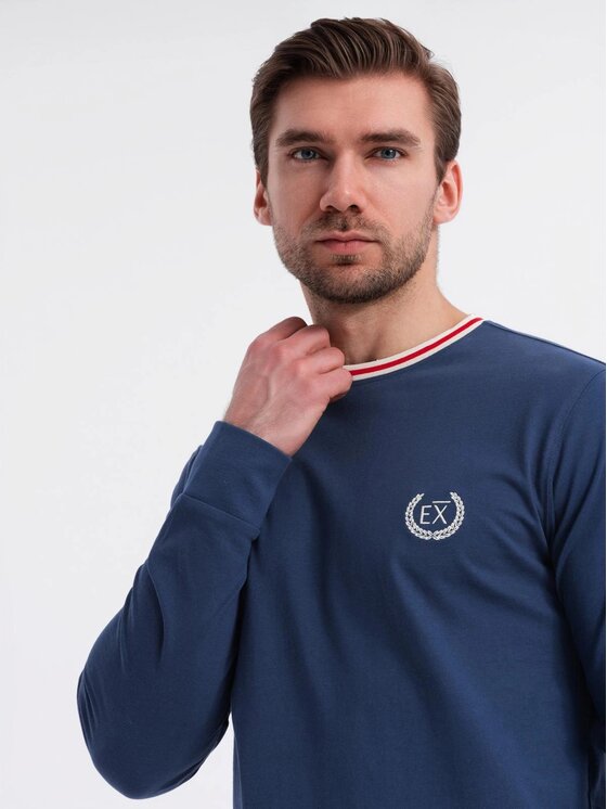 Ombre Ombre Longsleeve OM-LSCL-0128 Niebieski Regular Fit