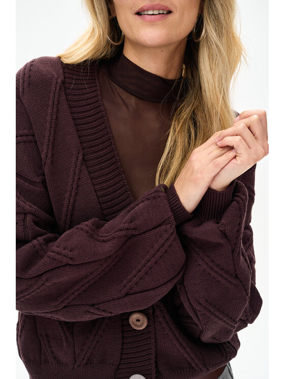 blue shadow blue shadow Kardigan Bosin Brązowy Regular Fit