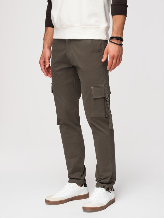 Ombre Ombre Spodnie cargo P1516 Szary ciemny Regular Fit