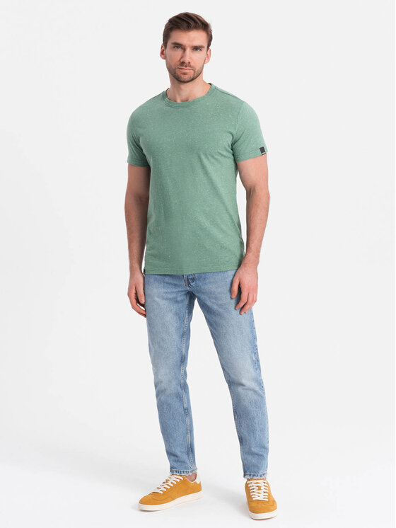 Ombre Ombre T-Shirt OM-TSCT-0178 Zielony Regular Fit