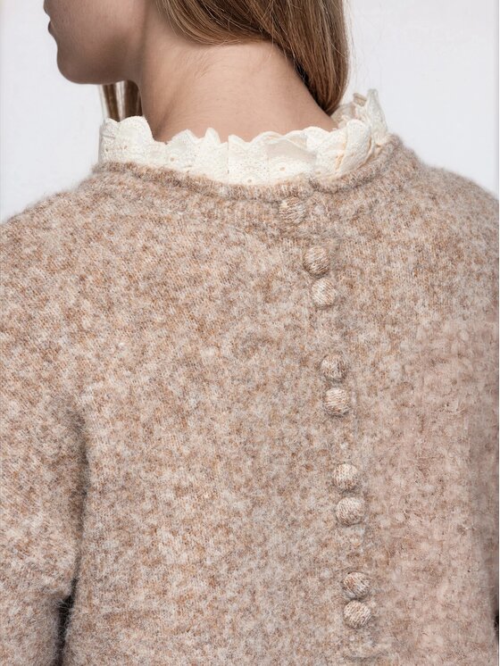 Ombre Ombre Sweter OW-SW-E0043 Beżowy Regular Fit
