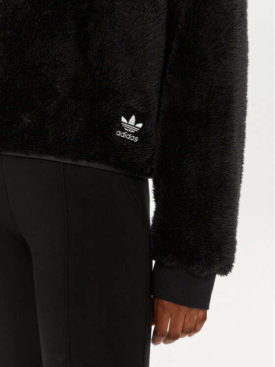 adidas adidas Суитшърт Essentials+ Fluffy Teddy Hoodie IC2253 Черен Loose Fit