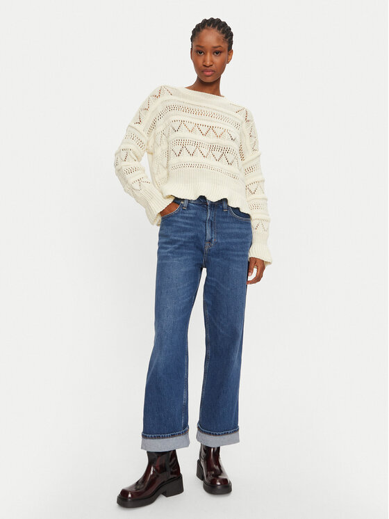 Haveone Haveone Pulover MEV-M119 Écru Regular Fit