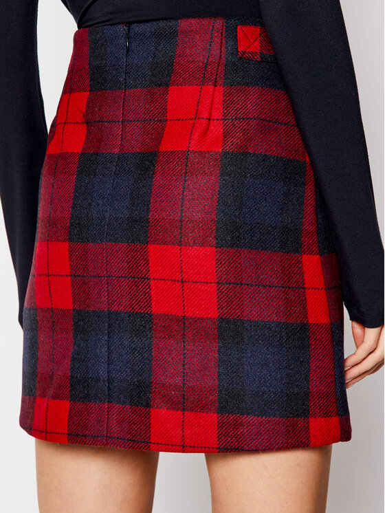 Tommy Hilfiger Tommy Hilfiger Fustă trapez Red Check WW0WW29672 Roșu Regular Fit