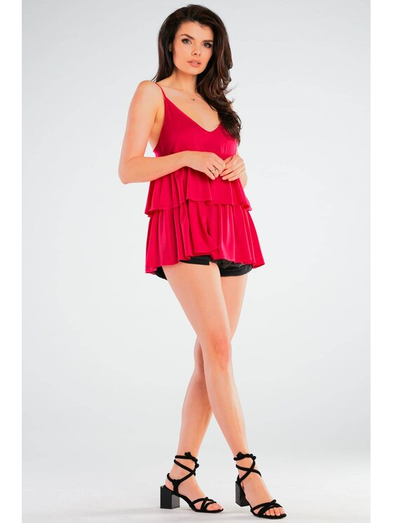Awama Awama Bluzka A432 Fioletowy Basic Fit