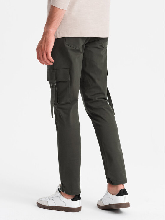 Ombre Ombre Spodnie materiałowe OM-PACG-0197 Szary Regular Fit