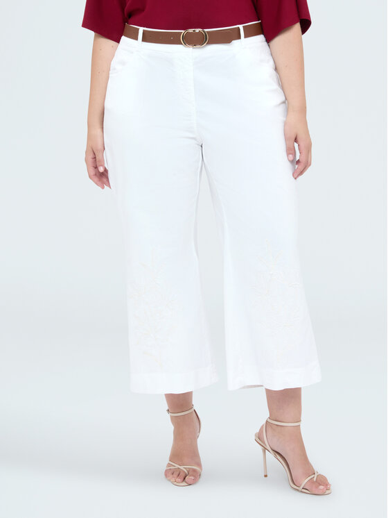 Fiorella Rubino Fiorella Rubino Spodnie materiałowe P083T005491N011 Biały Regular Fit
