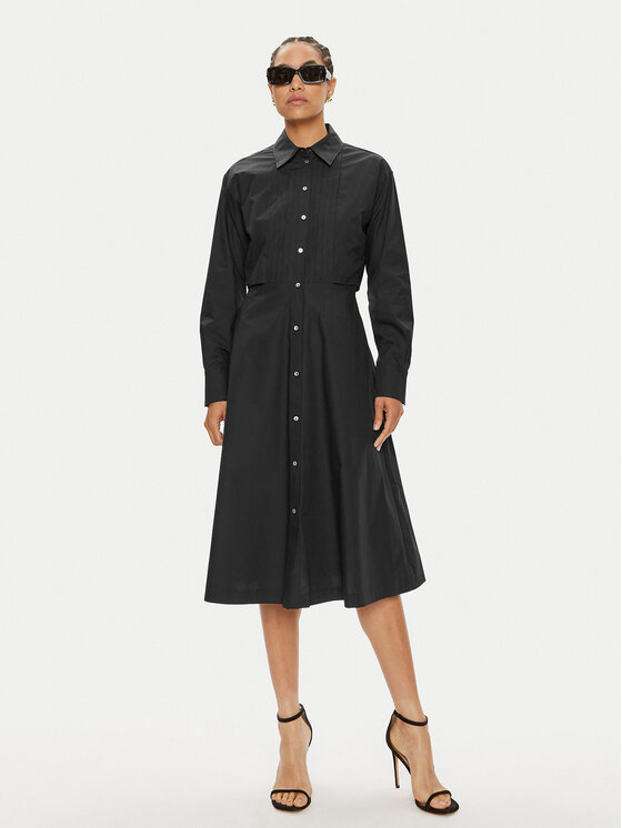 KARL LAGERFELD KARL LAGERFELD Rochie tip cămașă 245W1303 Negru Regular Fit