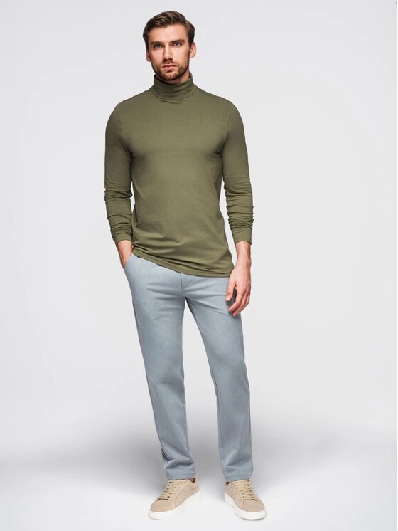 Ombre Ombre Longsleeve OM-LSCL-0130 Zielony Slim Fit