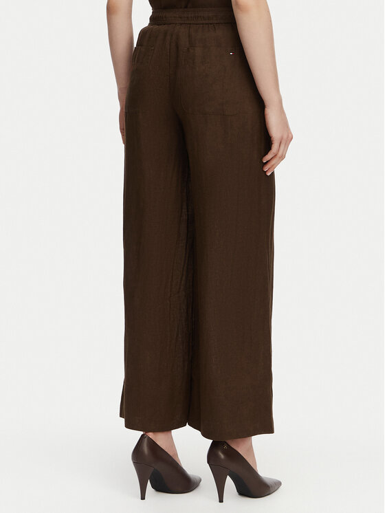 Tommy Hilfiger Tommy Hilfiger Riidest püksid WW0WW48970 Tumepruun Wide Leg