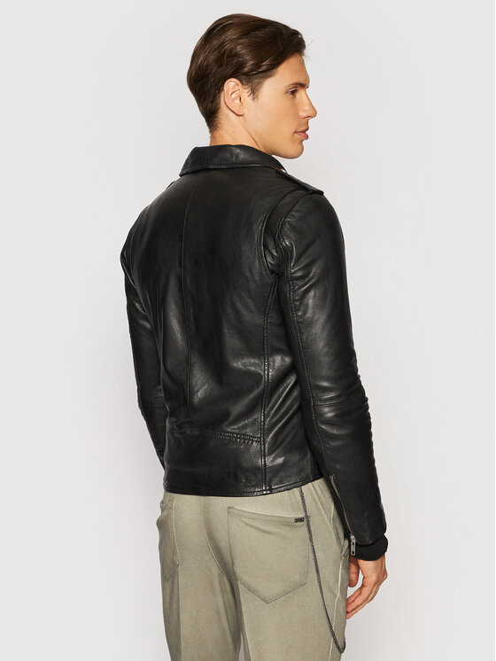 Serge Pariente Serge Pariente Odinė striukė Rocky Juoda Regular Fit