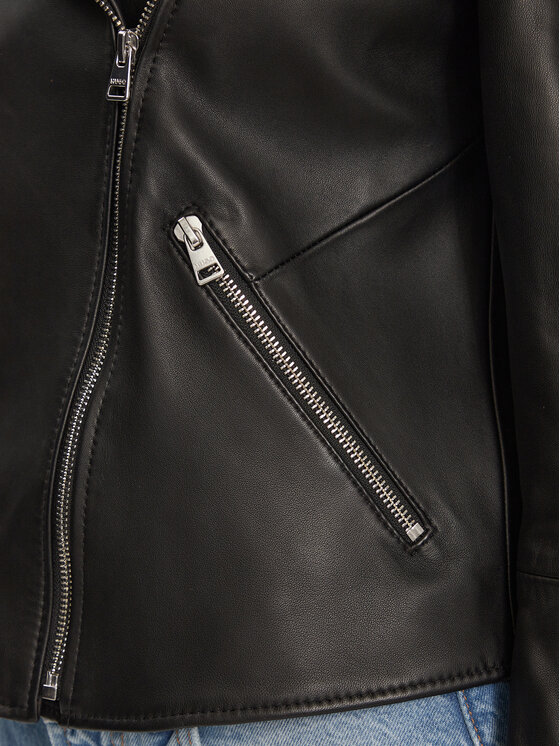 HUGO Hugo Kurtka skórzana Lujana 50512604 Czarny Regular Fit