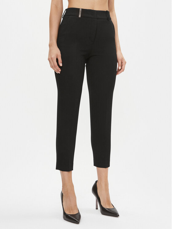 Peserico Hlače iz tkanine P04763 Črna Regular Fit