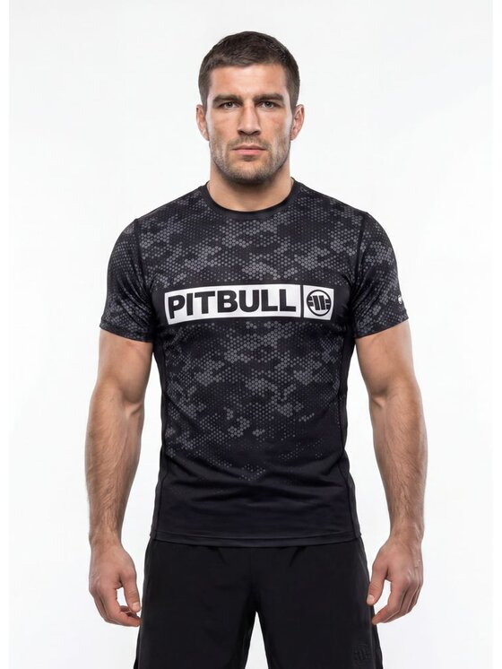 PITBULL PITBULL Koszulka techniczna HEX CAMO HILLTOP Czarny Regular Fit
