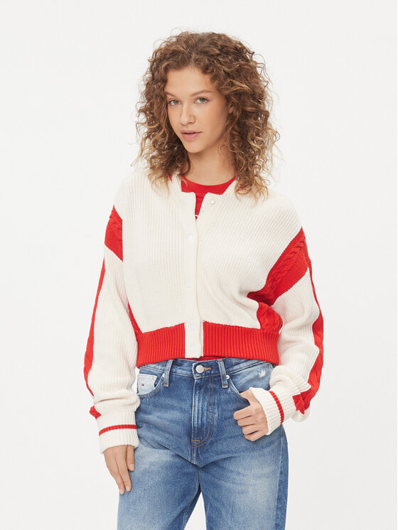 Tommy Jeans Tommy Jeans Kardigán Archive DW0DW15856 Ekru Regular Fit