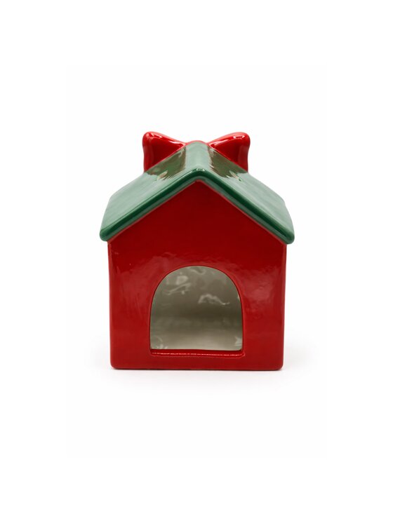 MIAhome MIAhome Figurka ceramiczny domek na tea-lighty 15,3x12,1x9 cm Czerwony