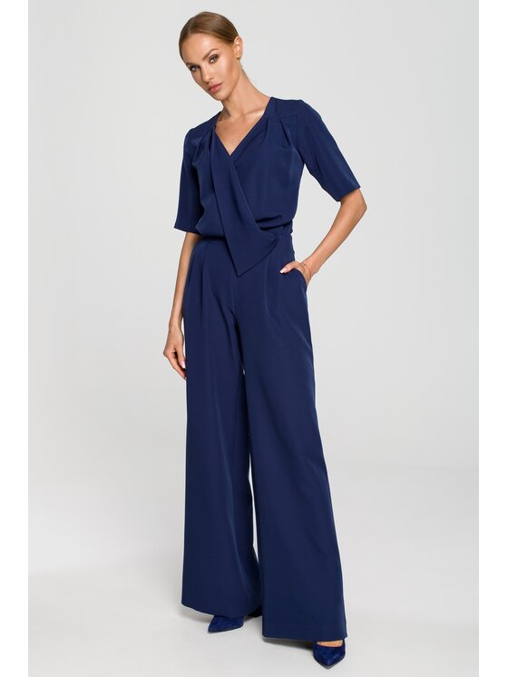 Made of Emotion Made of Emotion Kombinezon M703 Granatowy Wide Leg
