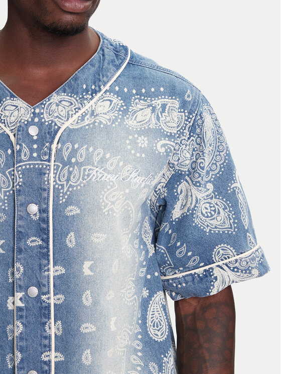 Karl Kani Karl Kani Camicia Paisley Denim Baseball PD00005371 Blu Regular Fit