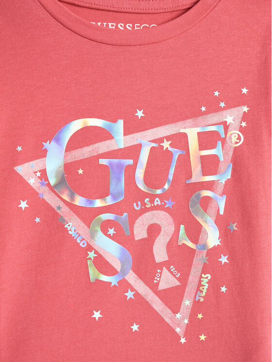 Guess Guess T-Shirt K5RI00 K6YW4 Różowy Regular Fit