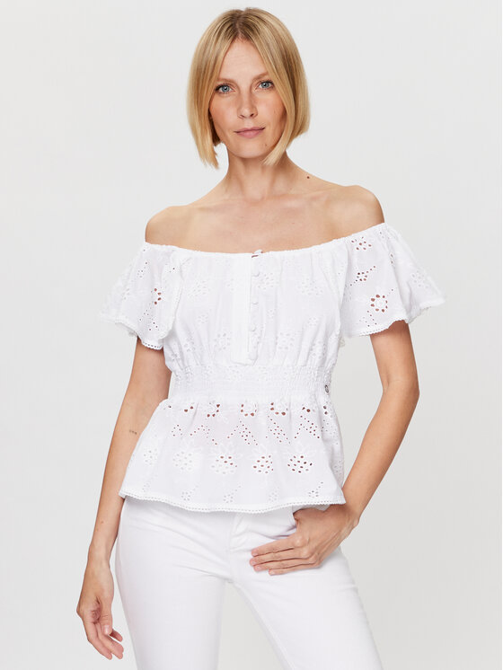 Guess Chemisier Peggy W3GH89 WFG40 Blanc Regular Fit Modivo